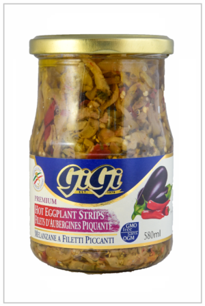 Filets d'aubergine piquantes dans l'huile